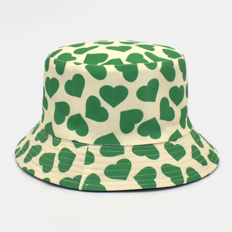 Kvinnor Män Love Print Mönster Dubbelsidig Utomhus Casual Sunshade Bucket Hat