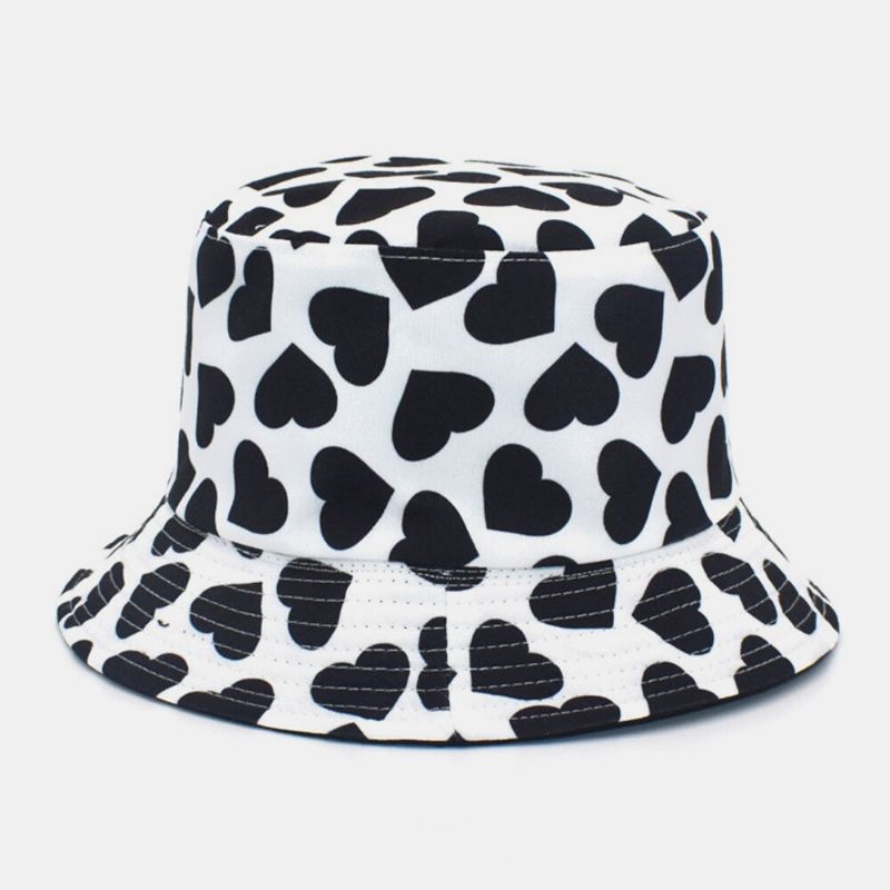 Kvinnor Män Love Print Mönster Dubbelsidig Utomhus Casual Sunshade Bucket Hat