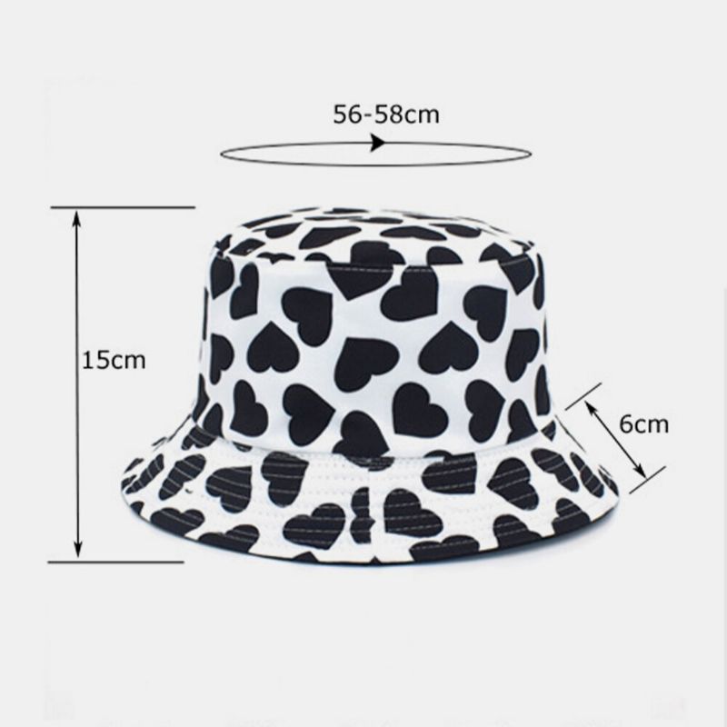 Kvinnor Män Love Print Mönster Dubbelsidig Utomhus Casual Sunshade Bucket Hat