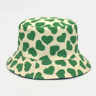 Kvinnor Män Love Print Mönster Dubbelsidig Utomhus Casual Sunshade Bucket Hat