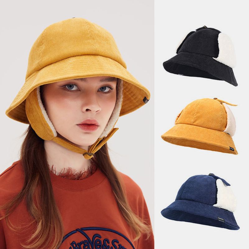 Kvinnor Manchester Plus Hatt Omkrets Öronskydd Slips Håll Värmen Bucket Hat