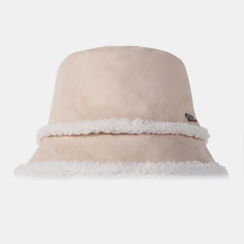 Kvinnor Mocka Lammhår Fritidsmode Elegant Hålla Varm Utomhus Bucket Hat