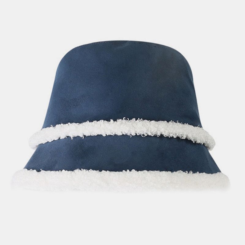 Kvinnor Mocka Lammhår Fritidsmode Elegant Hålla Varm Utomhus Bucket Hat