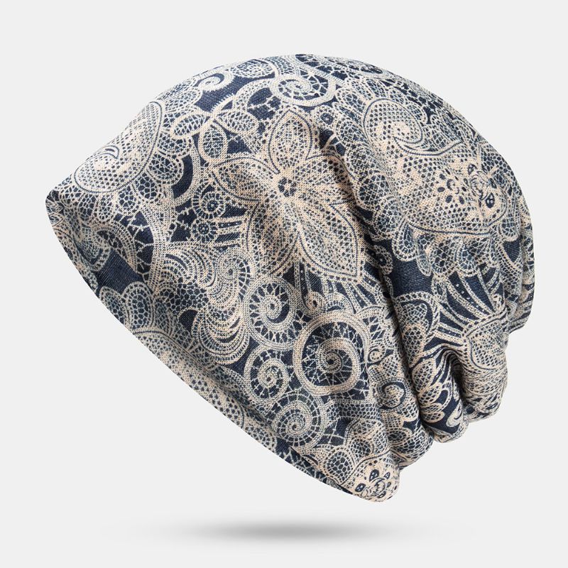 Kvinnor Multi-purpose Printing Turban Keps Casual Sommar Utomhus Hals Damask Bra Elastisk Mjuk Beanie Hatt