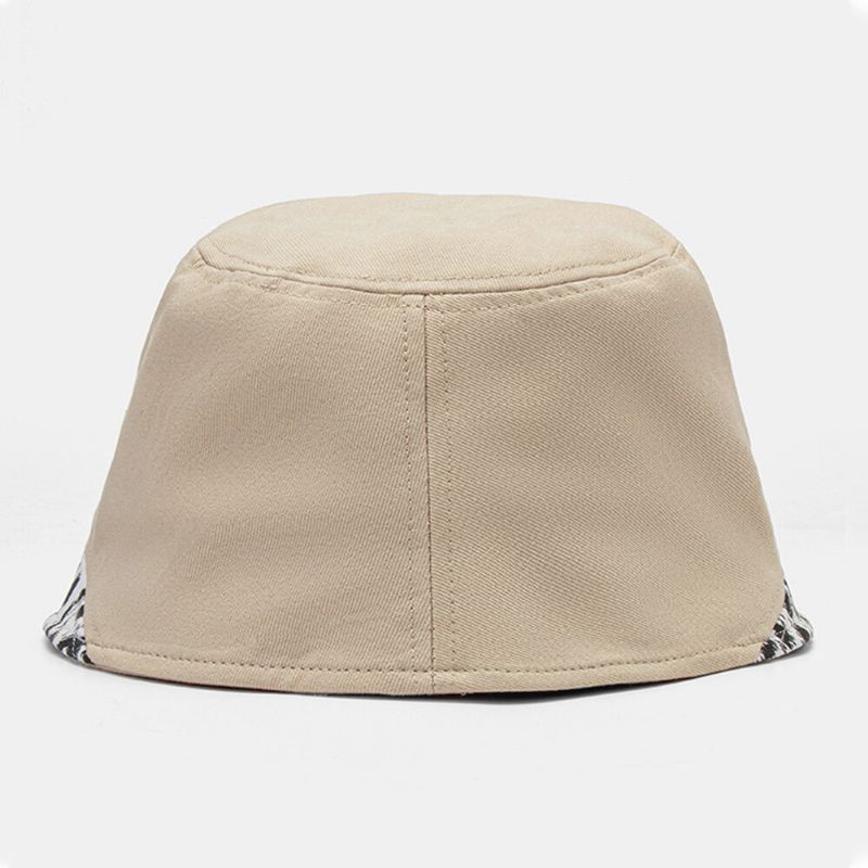 Kvinnor Patchwork Leopard Mönstertryck Solhatt Bomull Mode All-match Sunscreen Bucket Hat