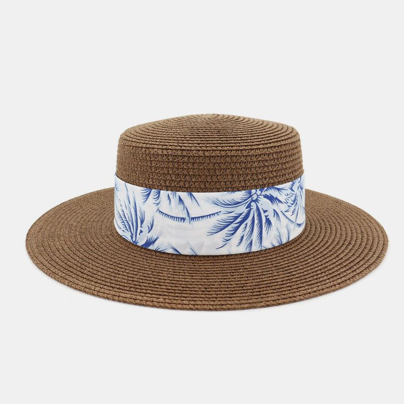 Kvinnor Solskydd Resor Strandsolhatt Elegant Bowknot Jazzhatt Platt Hatt Halmhatt