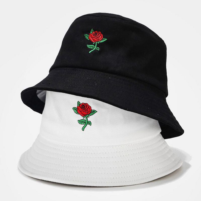 Kvinnor Sommar Uv-skydd Blommönster Broderi Casual Söt Solhatt Bucket Hat