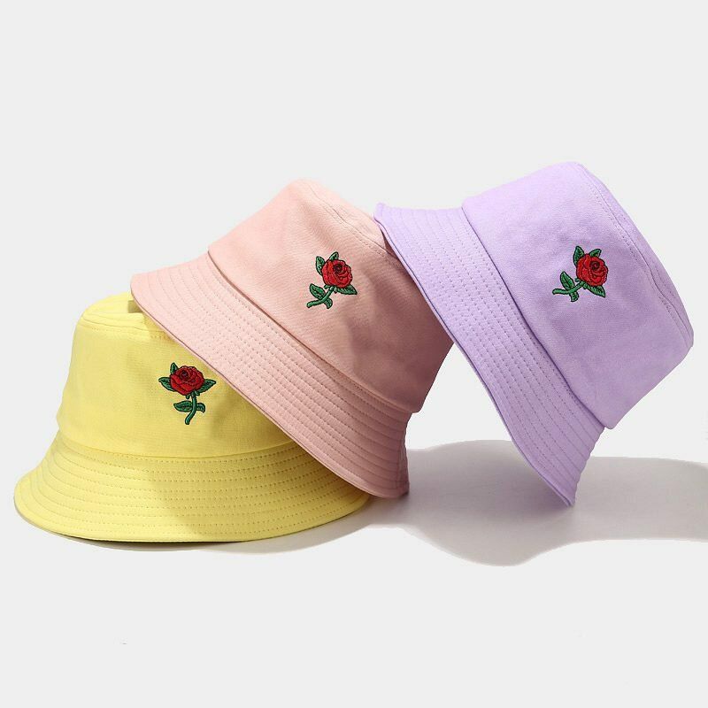 Kvinnor Sommar Uv-skydd Blommönster Broderi Casual Söt Solhatt Bucket Hat