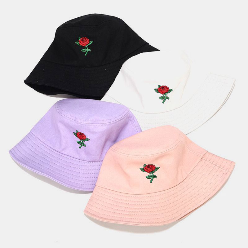 Kvinnor Sommar Uv-skydd Blommönster Broderi Casual Söt Solhatt Bucket Hat