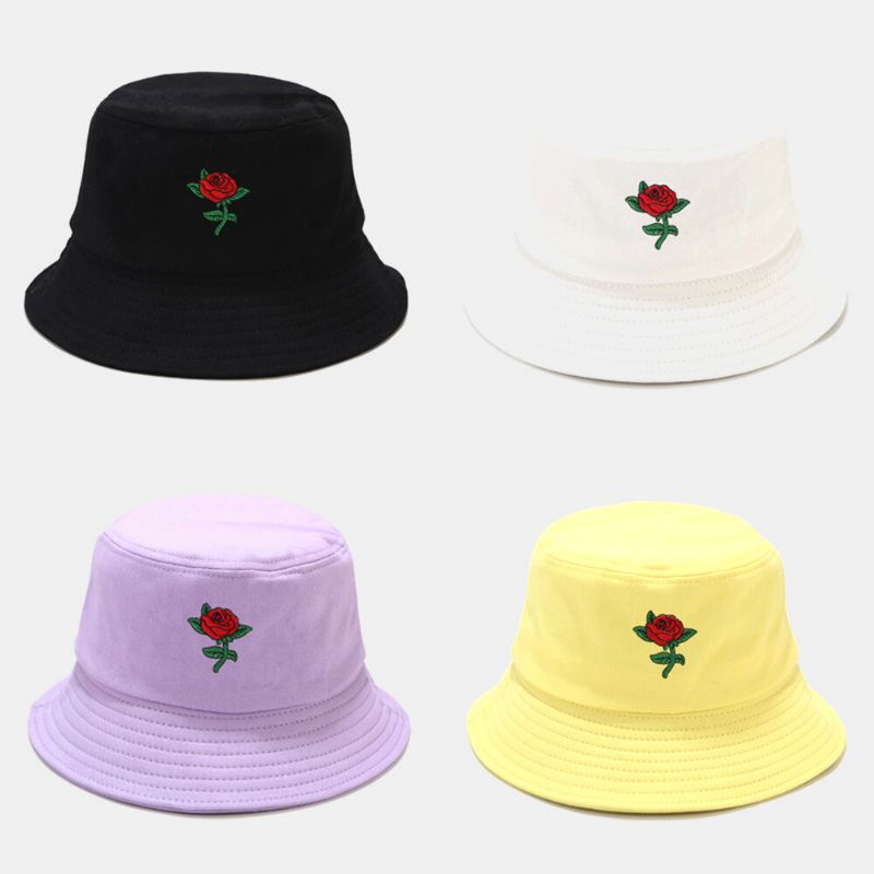 Kvinnor Sommar Uv-skydd Blommönster Broderi Casual Söt Solhatt Bucket Hat