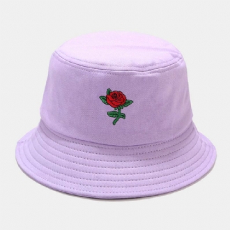 Kvinnor Sommar Uv-skydd Blommönster Broderi Casual Söt Solhatt Bucket Hat