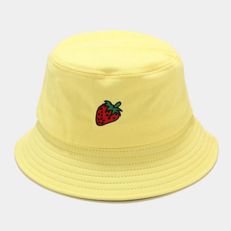 Kvinnor Sommar Uv-skydd Fruktmönster Broderi Casual Söt Visir Solhatt Bucket Hat