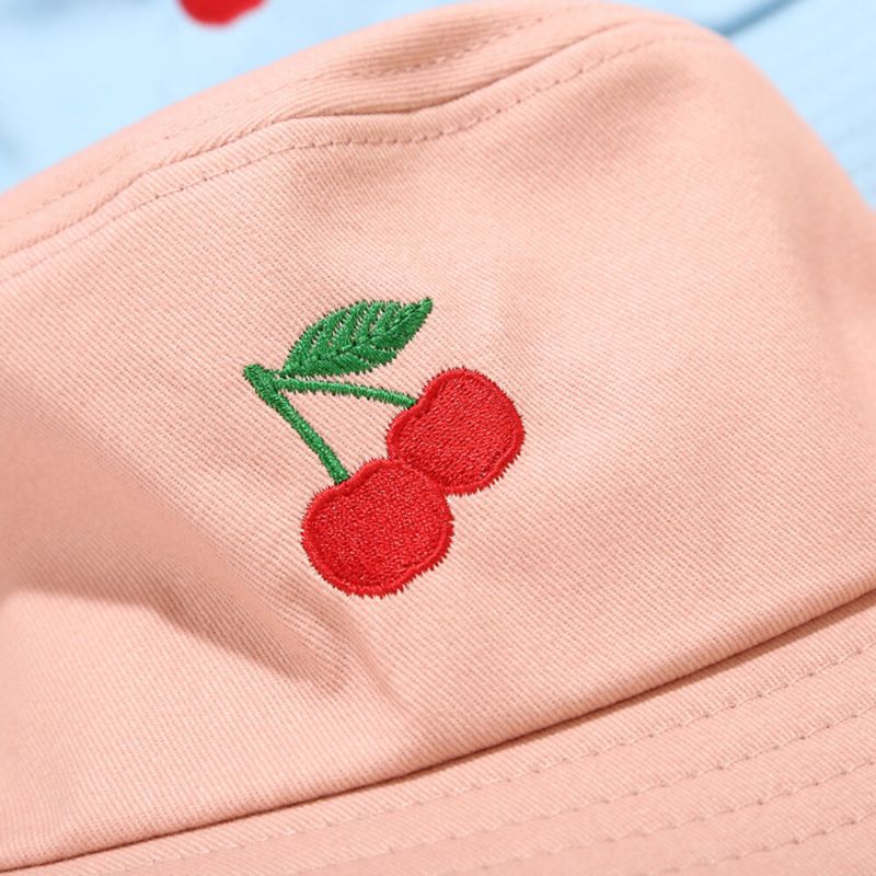 Kvinnor Sommar Uv-skydd Fruktmönster Broderi Casual Söt Visir Solhatt Bucket Hat