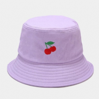 Kvinnor Sommar Uv-skydd Fruktmönster Broderi Casual Söt Visir Solhatt Bucket Hat