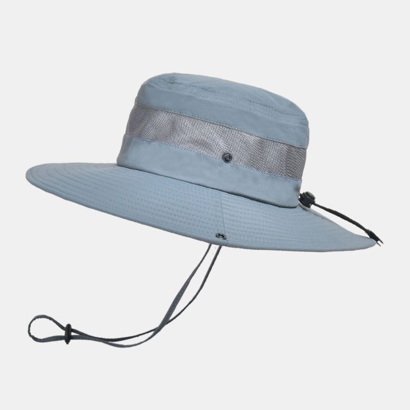 Män Andas Mesh Stort Brätte Utomhusfiske Klättring Uv-skydd Solskydd Vattentät Bucket Hat