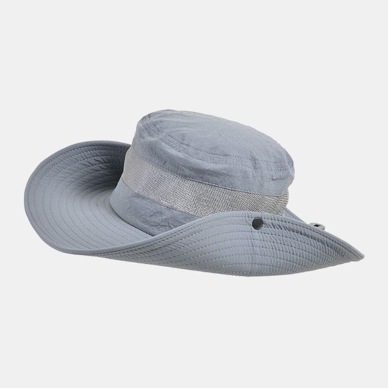 Män Andas Mesh Stort Brätte Utomhusfiske Klättring Uv-skydd Solskydd Vattentät Bucket Hat