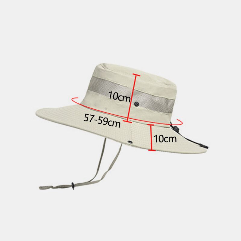 Män Andas Mesh Stort Brätte Utomhusfiske Klättring Uv-skydd Solskydd Vattentät Bucket Hat