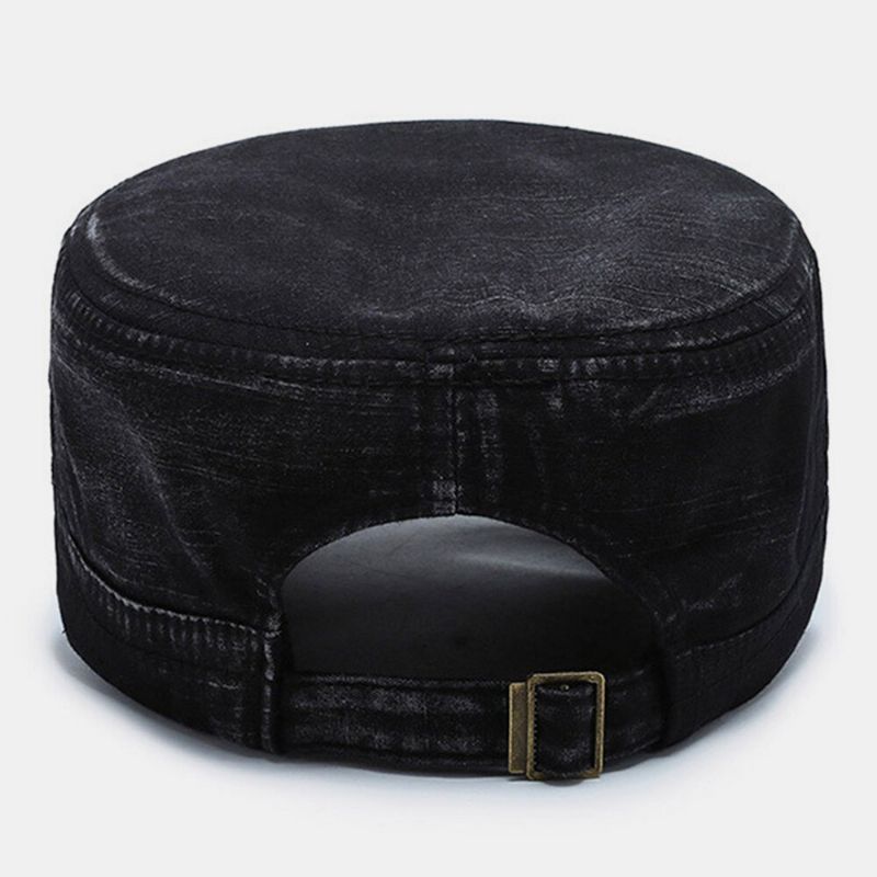 Män Böjd Brätte Bokstav Metalletikett Militärkeps Casual Vild Solskydd Flat Top Cap Cadet Hat