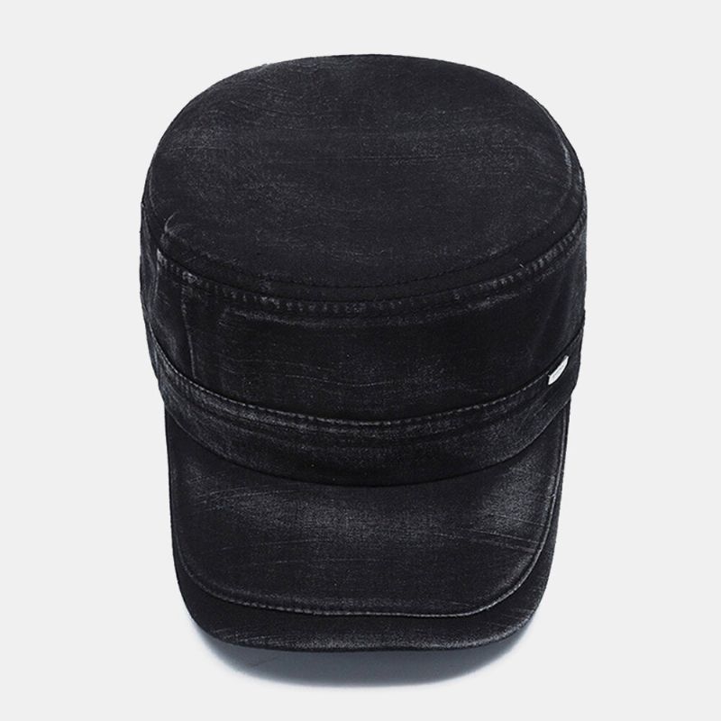 Män Böjd Brätte Bokstav Metalletikett Militärkeps Casual Vild Solskydd Flat Top Cap Cadet Hat