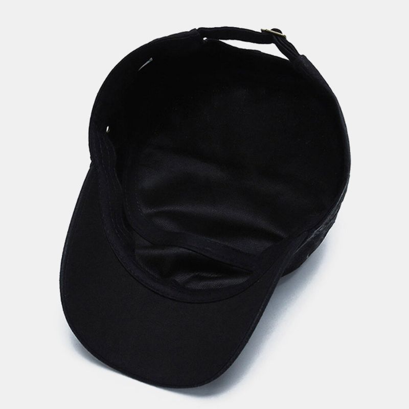 Män Böjd Brätte Bokstav Metalletikett Militärkeps Casual Vild Solskydd Flat Top Cap Cadet Hat