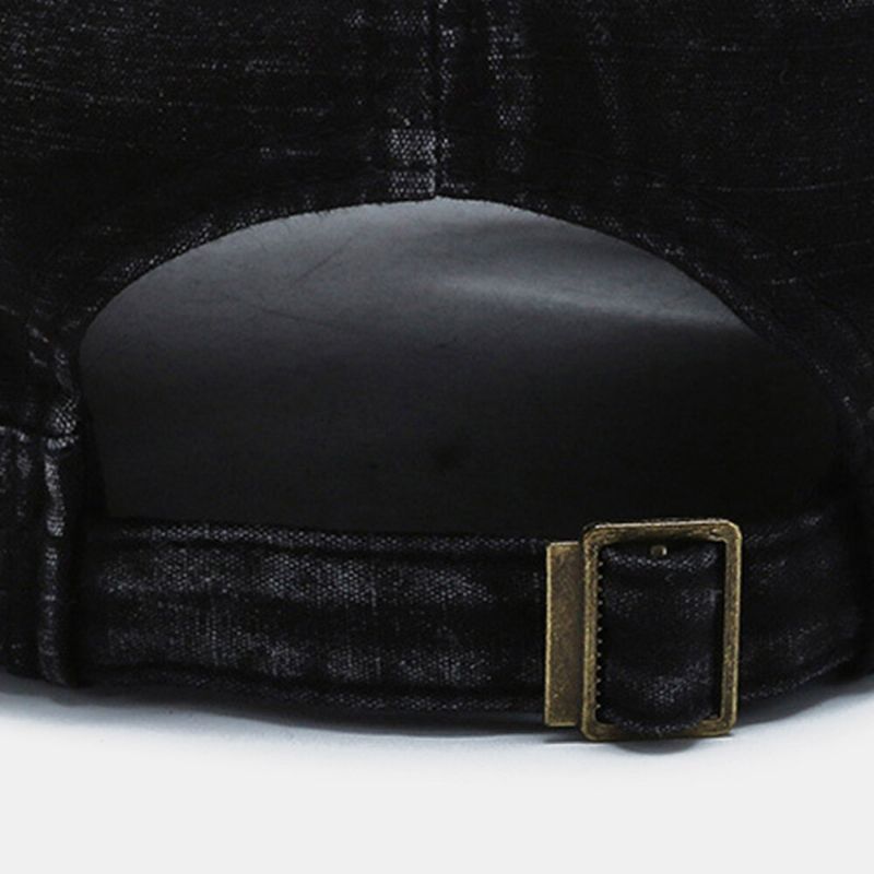 Män Böjd Brätte Bokstav Metalletikett Militärkeps Casual Vild Solskydd Flat Top Cap Cadet Hat