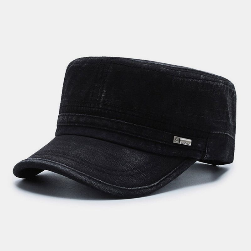 Män Böjd Brätte Brevetikett Flat Top Cap Casual All-match Outdoor Solskydd Militär Cap Cadet Hat