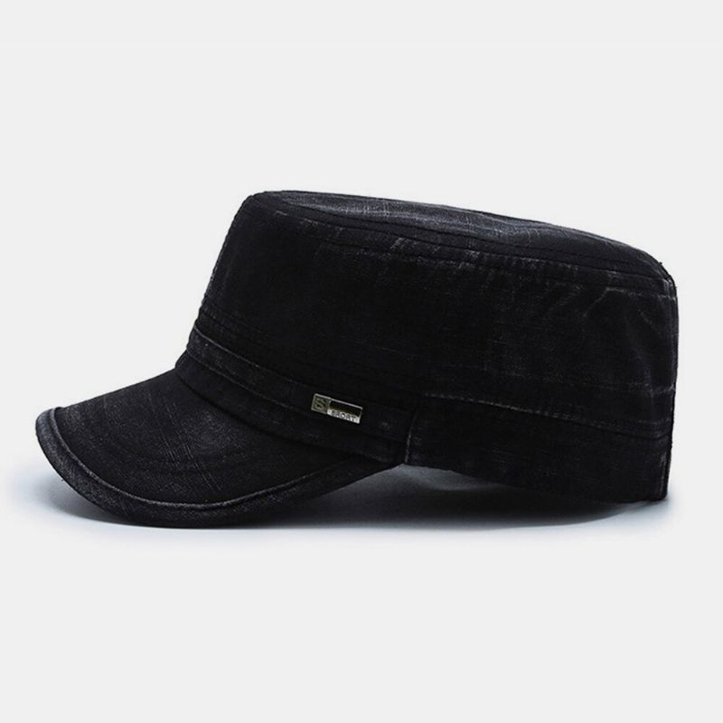 Män Böjd Brätte Brevetikett Flat Top Cap Casual All-match Outdoor Solskydd Militär Cap Cadet Hat