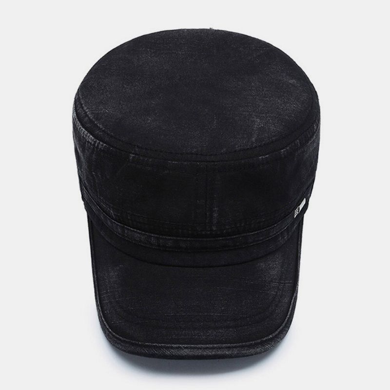 Män Böjd Brätte Brevetikett Flat Top Cap Casual All-match Outdoor Solskydd Militär Cap Cadet Hat