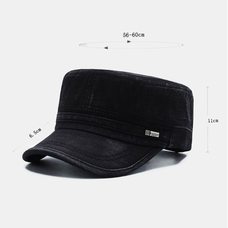 Män Böjd Brätte Brevetikett Flat Top Cap Casual All-match Outdoor Solskydd Militär Cap Cadet Hat