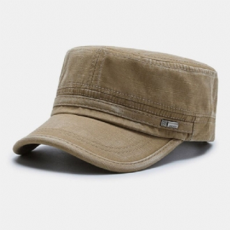 Män Böjd Brätte Brevetikett Flat Top Cap Casual All-match Outdoor Solskydd Militär Cap Cadet Hat