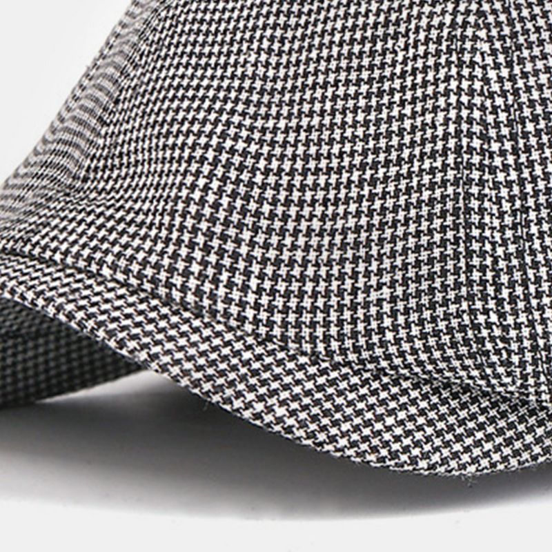 Män Bomull Basker Keps Lattice Mönster Brittisk Retro Newsboy Hattar Peaked Cap Octagonal Hat