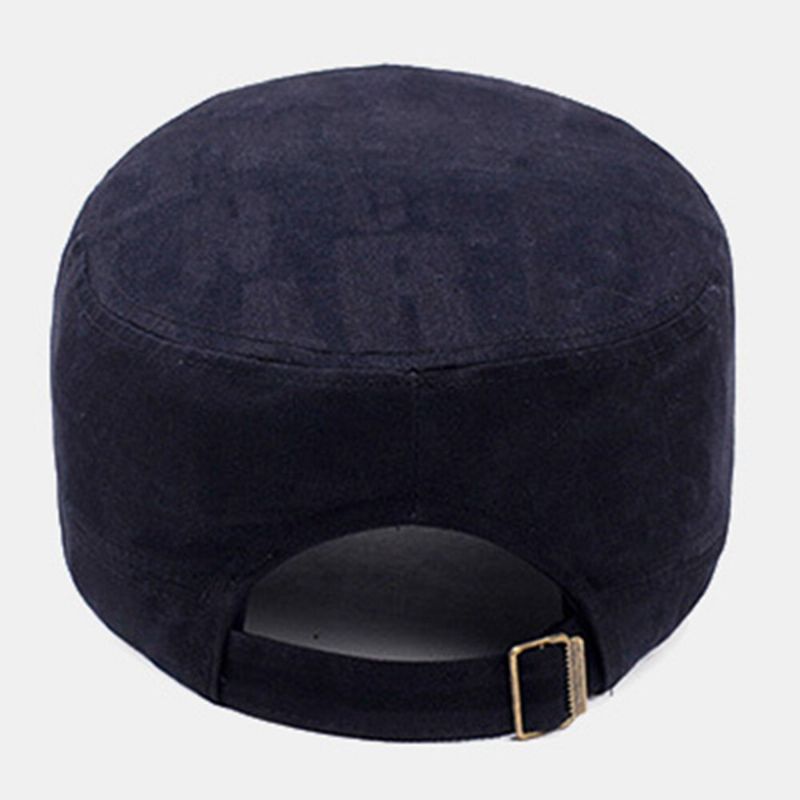 Män Bomull Bokstavsmönster Flat Top Hat Casual Outdoor Solskydd Vindtät Kadett Army Kepsar Militär Kepsar