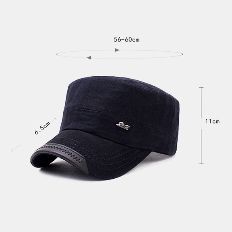 Män Bomull Bokstavsmönster Flat Top Hat Casual Outdoor Solskydd Vindtät Kadett Army Kepsar Militär Kepsar