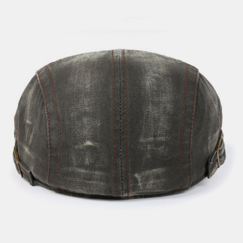 Män Bomull Broderi Bokstav Enfärgad Utomhus Casual Retro Solskydd Framåt Hatt Basker Hatt Platt Hatt Målarhatt