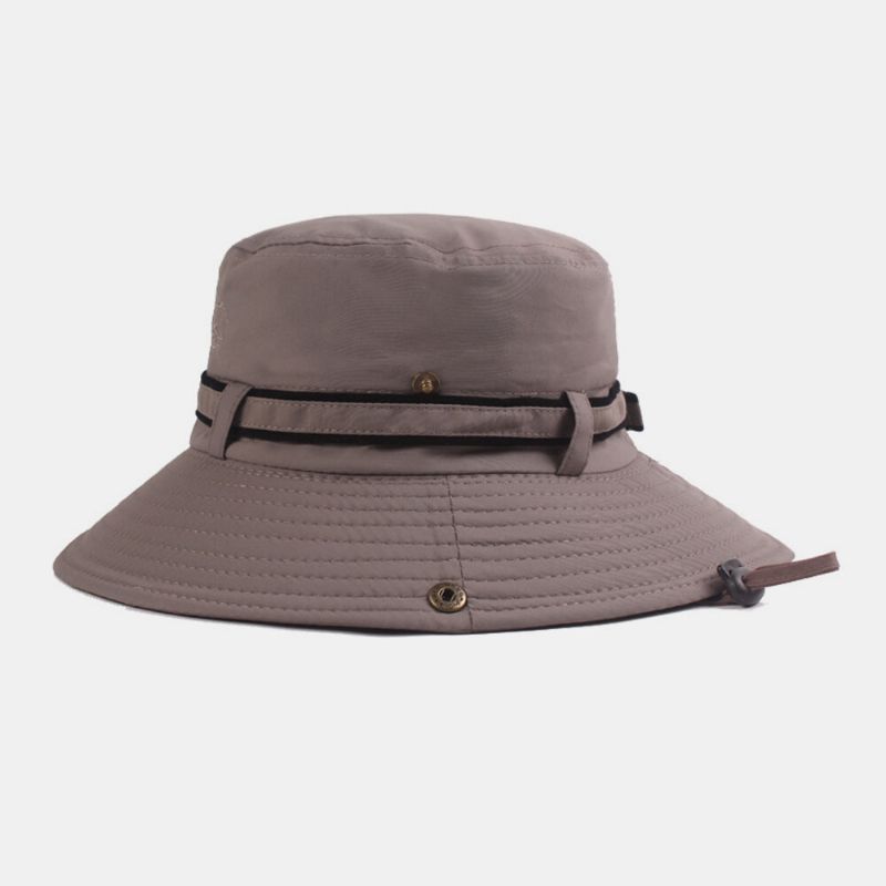 Män Bomull Broderi Bokstav Sol Andningsskydd Solskydd Hatt Bucket Hat