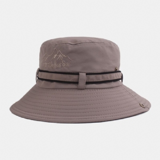 Män Bomull Broderi Bokstav Sol Andningsskydd Solskydd Hatt Bucket Hat