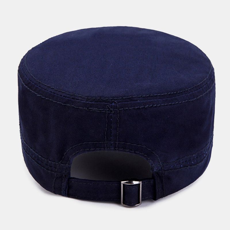 Män Bomull Casual Brevetikett Patch Militärkeps Kadettmössa Utomhus Justerbar Solskydd Flat Top Cap