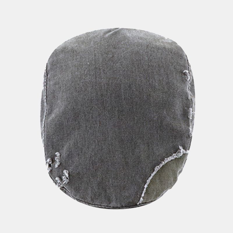 Män Bomull Distressed Sliten Hål Basker Brevbroderi Andas Framåt Cap Flat Cap