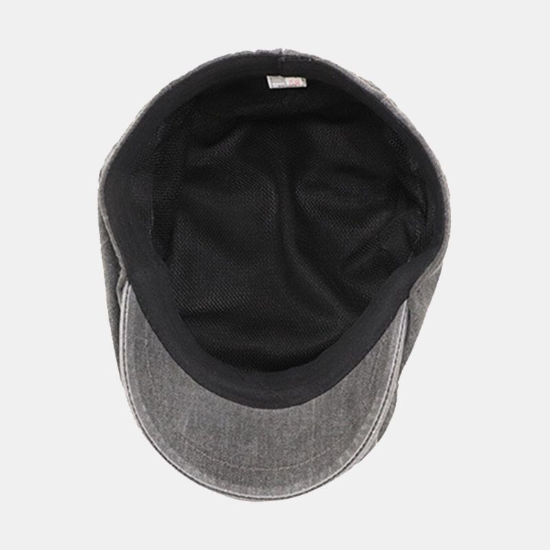 Män Bomull Distressed Sliten Hål Basker Brevbroderi Andas Framåt Cap Flat Cap