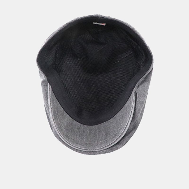 Män Bomull Enfärgad Skrynklig Basker Retro Washed Dome Forward Cap Newsboy Hatt