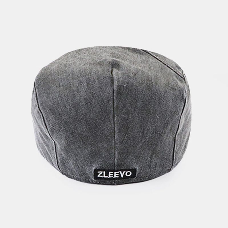 Män Bomull Enfärgad Skrynklig Basker Retro Washed Dome Forward Cap Newsboy Hatt