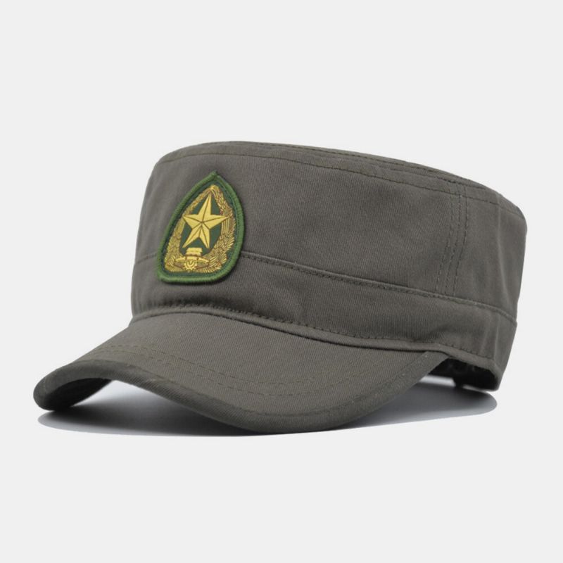 Män Bomull Kamouflage Broderi Femuddig Tryck Utomhussport Bergsklättring Platt Hatt Peaked Cap Militär Hatt