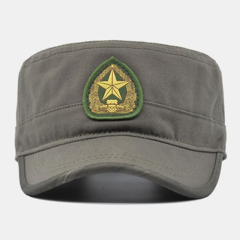 Män Bomull Kamouflage Broderi Femuddig Tryck Utomhussport Bergsklättring Platt Hatt Peaked Cap Militär Hatt