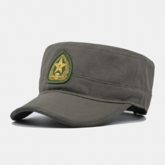 Män Bomull Kamouflage Broderi Femuddig Tryck Utomhussport Bergsklättring Platt Hatt Peaked Cap Militär Hatt