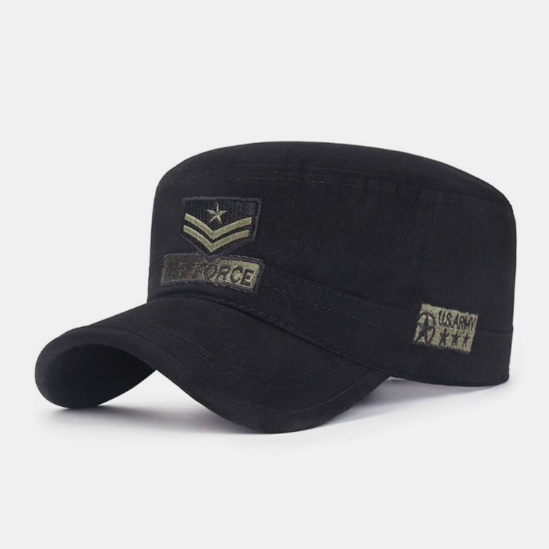 Män Bomull Kamouflage Broderimönster Justerbar Utomhussport Solskydd Flat Hat Peaked Cap Military Hat