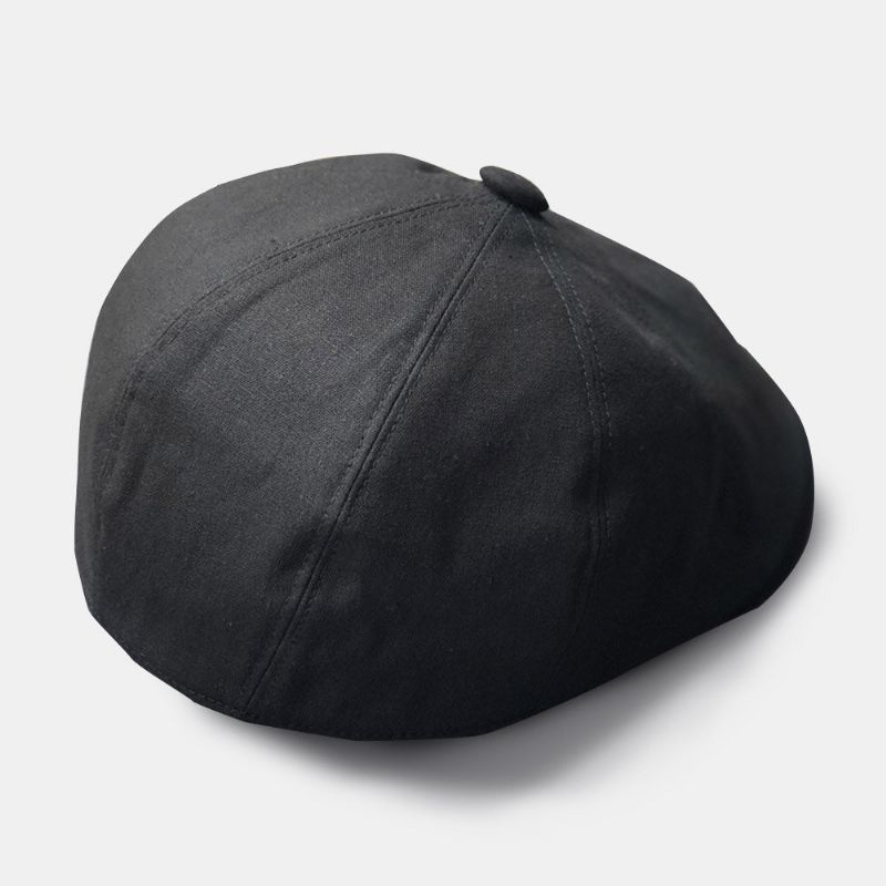 Män Bomull Linne Basker Keps Enfärgad Retro Wild Newsboy Hatt Framåt Cap Octagonal Hat