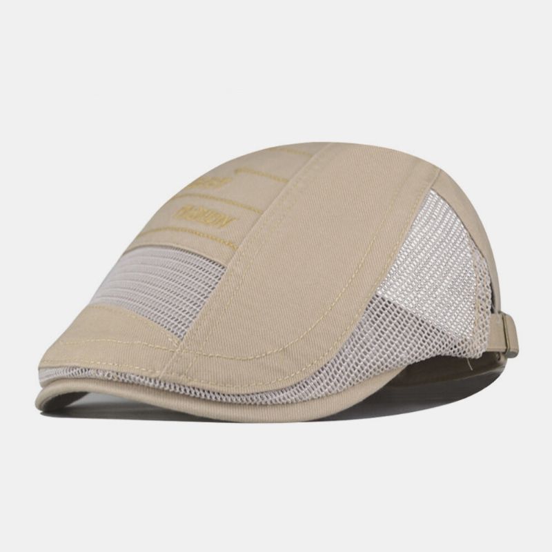 Män Bomull Mesh Andas Casual Retro Solskydd Basker Keps Flat Hat Framåt Hatt