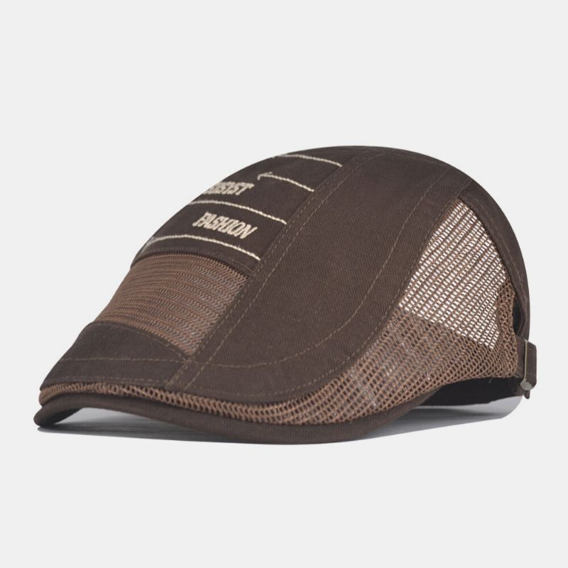 Män Bomull Mesh Andas Casual Retro Solskydd Basker Keps Flat Hat Framåt Hatt