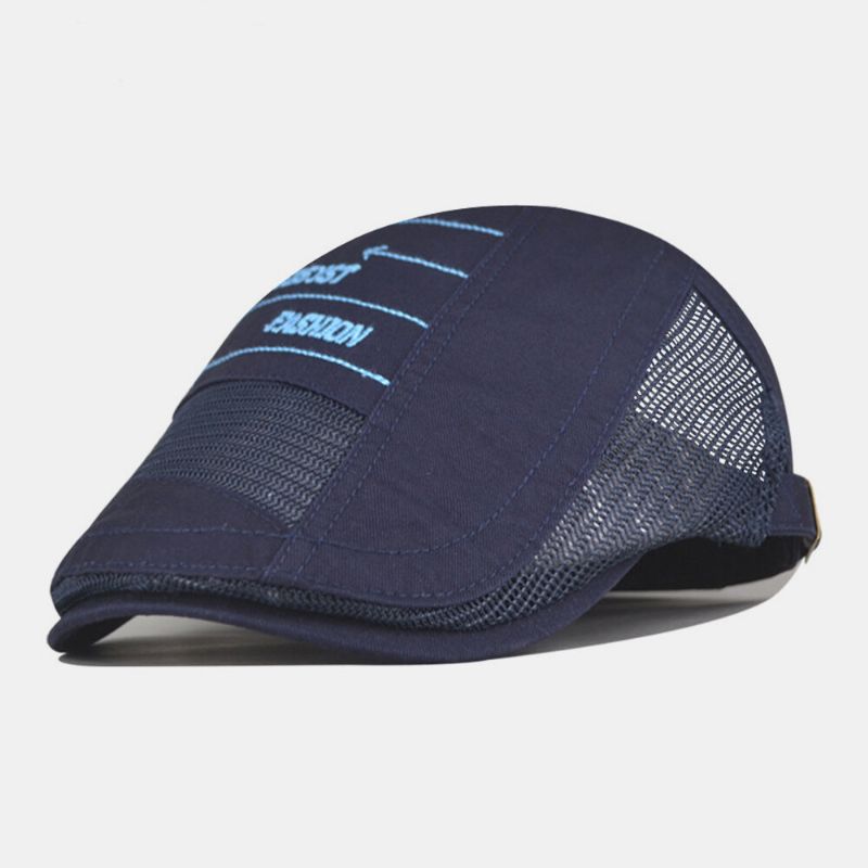 Män Bomull Mesh Andas Casual Retro Solskydd Basker Keps Flat Hat Framåt Hatt