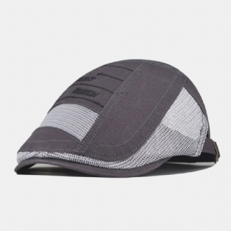 Män Bomull Mesh Andas Casual Retro Solskydd Basker Keps Flat Hat Framåt Hatt